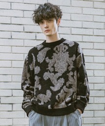 RAGEBLUE | Damask Pattern Jacquard Knit/ダマスク柄ジャガードニット(ニット/セーター)
