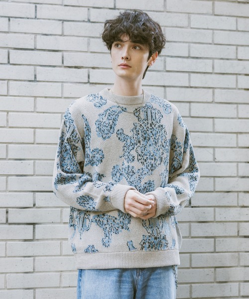 RAGEBLUE(レイジブルー)の「Damask Pattern Jacquard Knit/ダマスク柄ジャガードニット(ニット/セーター・メンズ・グレー/ネイビー/ブラック・MEDIUM/LARGE)」の14枚目の写真