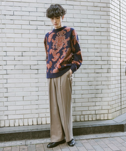 RAGEBLUE(レイジブルー)の「Damask Pattern Jacquard Knit/ダマスク柄ジャガードニット(ニット/セーター・メンズ・グレー/ネイビー/ブラック・MEDIUM/LARGE)」の21枚目の写真