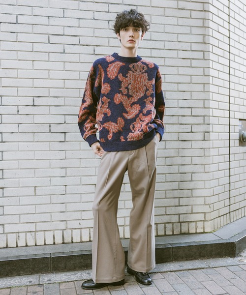 RAGEBLUE(レイジブルー)の「Damask Pattern Jacquard Knit/ダマスク柄ジャガードニット(ニット/セーター・メンズ・グレー/ネイビー/ブラック・MEDIUM/LARGE)」の20枚目の写真