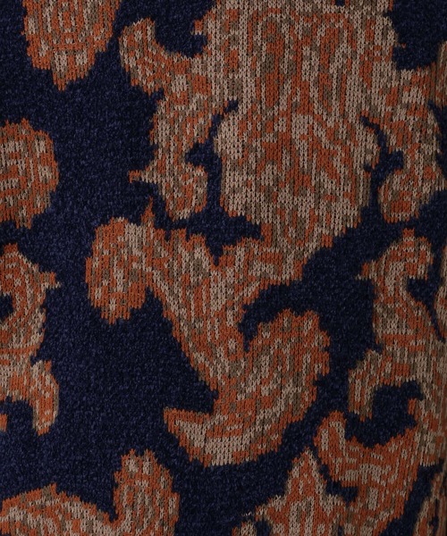 セール】Damask Pattern Jacquard Knit/ダマスク柄ジャガードニット