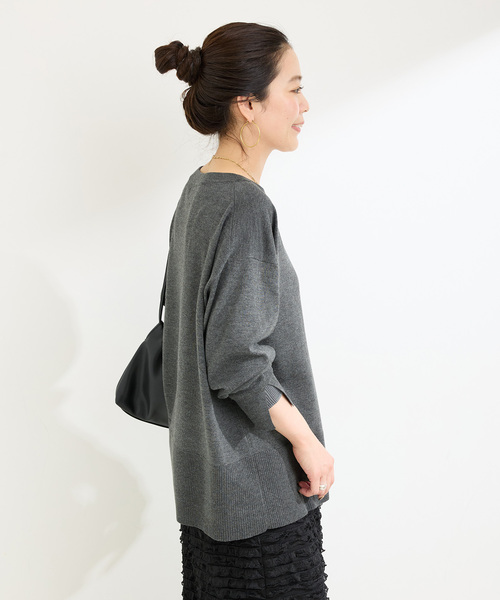 B.C STOCK（ベーセーストック）の「《追加》【WEB限定】手洗い可 / 袖口シアーレイヤープルオーバー（ニット/セーター・レディース・ネイビー/ボルドー/ブラウン/チャコールグレー・FREE）」の11枚目の写真