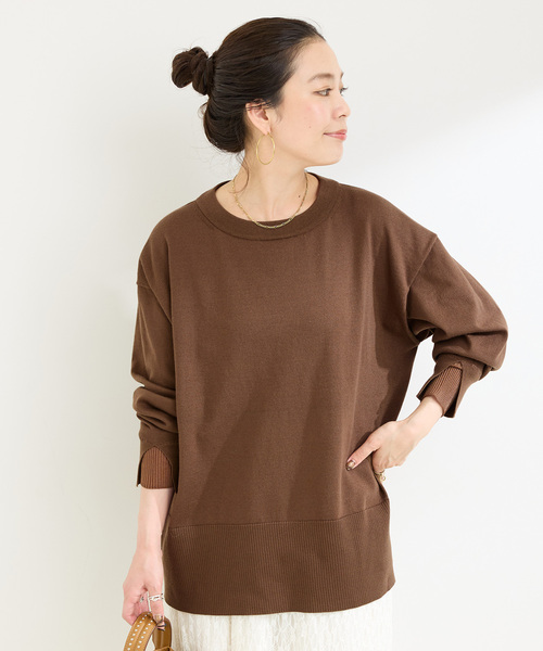 B.C STOCK（ベーセーストック）の「《追加》【WEB限定】手洗い可 / 袖口シアーレイヤープルオーバー（ニット/セーター・レディース・ネイビー/ボルドー/ブラウン/チャコールグレー・FREE）」の16枚目の写真