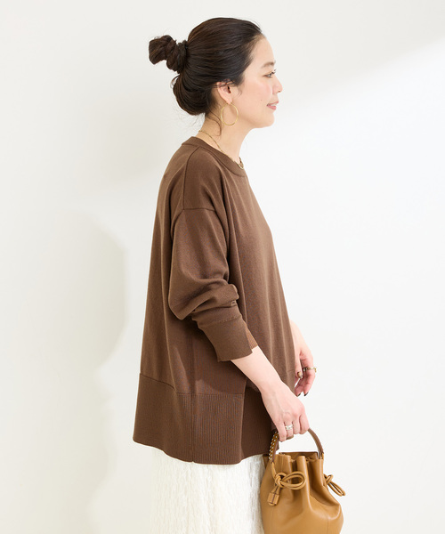 B.C STOCK（ベーセーストック）の「《追加》【WEB限定】手洗い可 / 袖口シアーレイヤープルオーバー（ニット/セーター・レディース・ネイビー/ボルドー/ブラウン/チャコールグレー・FREE）」の17枚目の写真