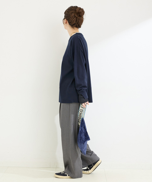 B.C STOCK（ベーセーストック）の「《追加》【WEB限定】手洗い可 / 袖口シアーレイヤープルオーバー（ニット/セーター・レディース・ネイビー/ボルドー/ブラウン/チャコールグレー・FREE）」の22枚目の写真