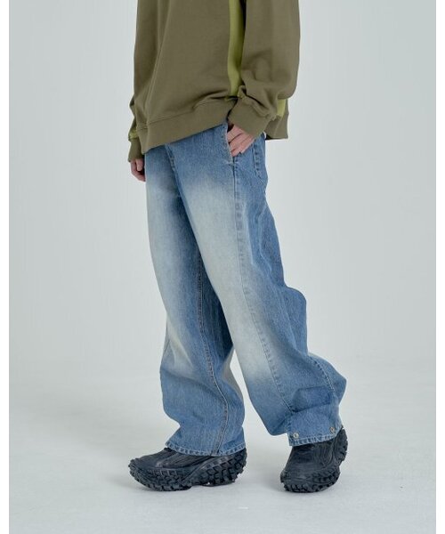 INEXCIS(イネクシス)の「ワイドスナップデニムパンツ(インディゴブルー)(デニムパンツ・メンズ・その他・SMALL/MEDIUM/LARGE)」の1枚目の写真