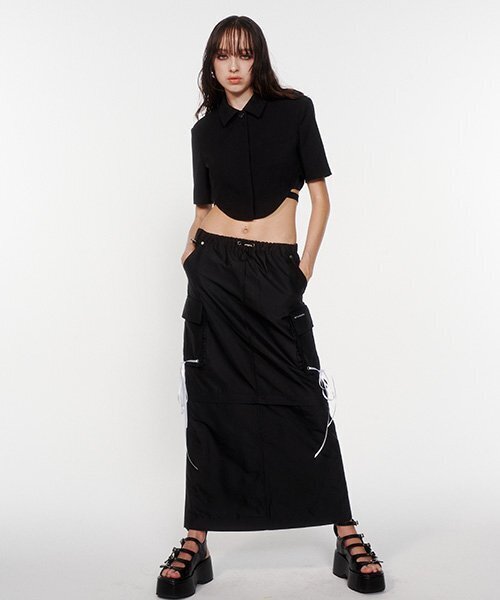 NOT KNOWING(ノットノーイング)の「Bustier Belted Crop Jacket (BLACK)(その他アウター・レディース・その他・ONE SIZE)」の3枚目の写真
