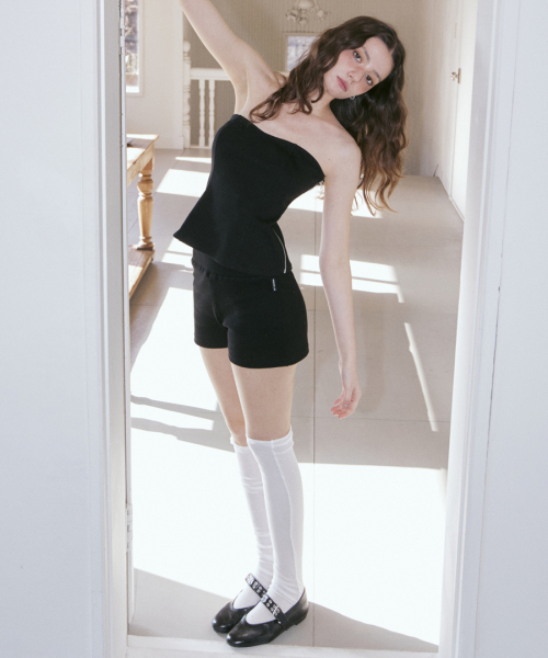 RENSE(レンセ)の「Micro Ribbed Banding Short Pants Black(その他パンツ・レディース・その他・ONE SIZE)」の1枚目の写真