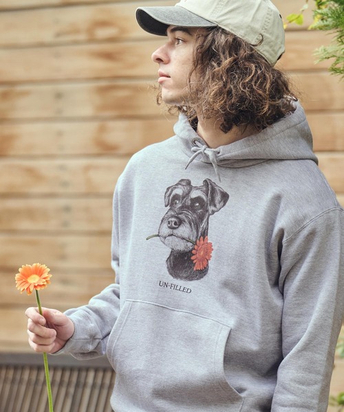 UN-FILLED(アンフィルド)の「mpa4029- REAL GERBERA DOG HOODIE パーカー(シュナウザー)(SDUF-2603SNZ)(パーカー・メンズ・グレー/ホワイト・XL/L/M)」の3枚目の写真