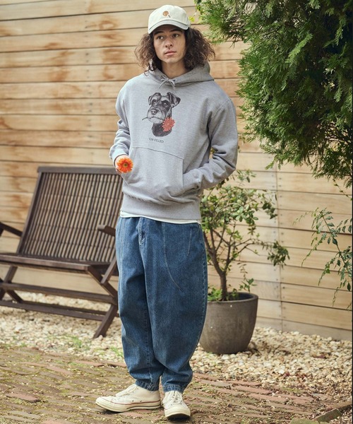 UN-FILLED(アンフィルド)の「mpa4029- REAL GERBERA DOG HOODIE パーカー(シュナウザー)(SDUF-2603SNZ)(パーカー・メンズ・グレー/ホワイト・XL/L/M)」の7枚目の写真