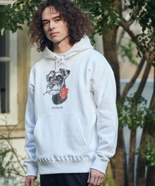 UN-FILLED(アンフィルド)の「mpa4029- REAL GERBERA DOG HOODIE パーカー(シュナウザー)(SDUF-2603SNZ)(パーカー・メンズ・グレー/ホワイト・XL/L/M)」の8枚目の写真