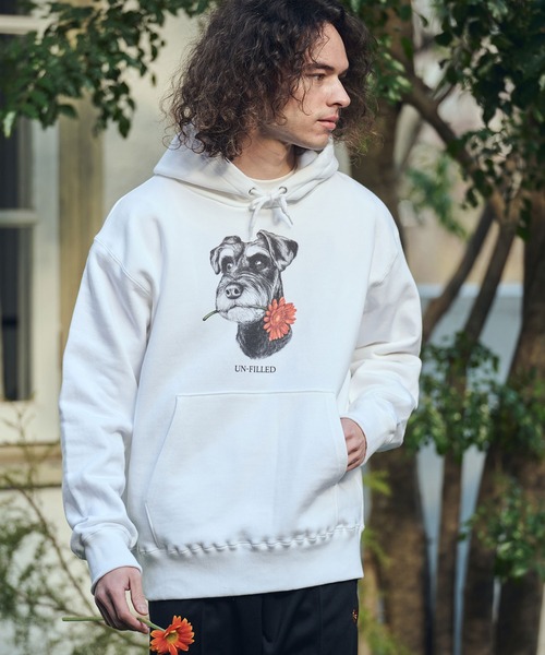 UN-FILLED(アンフィルド)の「mpa4029- REAL GERBERA DOG HOODIE パーカー(シュナウザー)(SDUF-2603SNZ)(パーカー・メンズ・グレー/ホワイト・XL/L/M)」の9枚目の写真