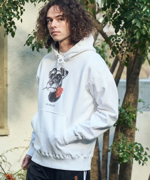 UN-FILLED(アンフィルド)の「mpa4029- REAL GERBERA DOG HOODIE パーカー(シュナウザー)(SDUF-2603SNZ)(パーカー・メンズ・グレー/ホワイト・XL/L/M)」の10枚目の写真