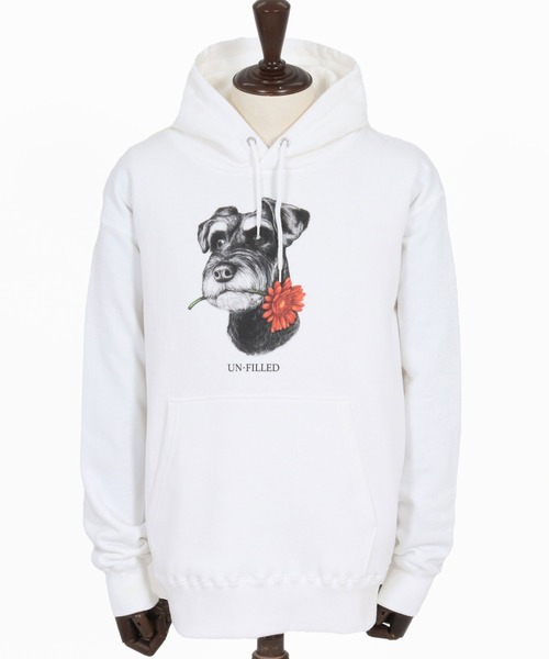 UN-FILLED(アンフィルド)の「mpa4029- REAL GERBERA DOG HOODIE パーカー(シュナウザー)(SDUF-2603SNZ)(パーカー・メンズ・グレー/ホワイト・XL/L/M)」の14枚目の写真