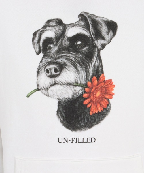UN-FILLED(アンフィルド)の「mpa4029- REAL GERBERA DOG HOODIE パーカー(シュナウザー)(SDUF-2603SNZ)(パーカー・メンズ・グレー/ホワイト・XL/L/M)」の16枚目の写真