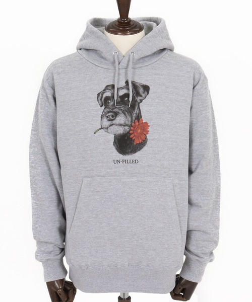 UN-FILLED(アンフィルド)の「mpa4029- REAL GERBERA DOG HOODIE パーカー(シュナウザー)(SDUF-2603SNZ)(パーカー・メンズ・グレー/ホワイト・XL/L/M)」の17枚目の写真