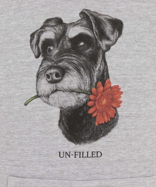 UN-FILLED(アンフィルド)の「mpa4029- REAL GERBERA DOG HOODIE パーカー(シュナウザー)(SDUF-2603SNZ)(パーカー・メンズ・グレー/ホワイト・XL/L/M)」の22枚目の写真