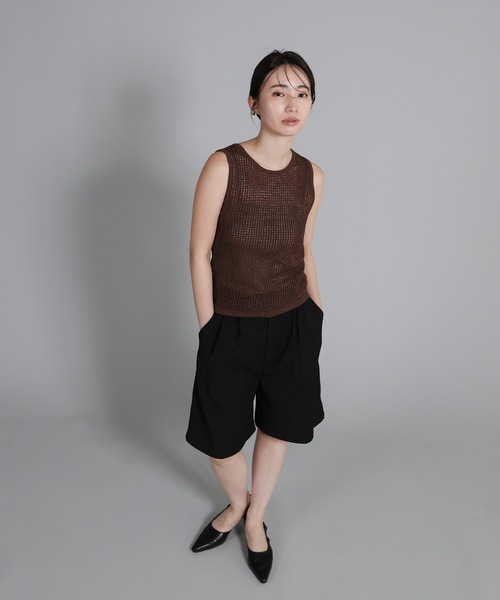 select MOCA Et（セレクトモカエト）の「【Et】Two-Tuck Half Pants（その他パンツ・レディース・ブラック/グレイッシュベージュ・FREE）」の4枚目の写真