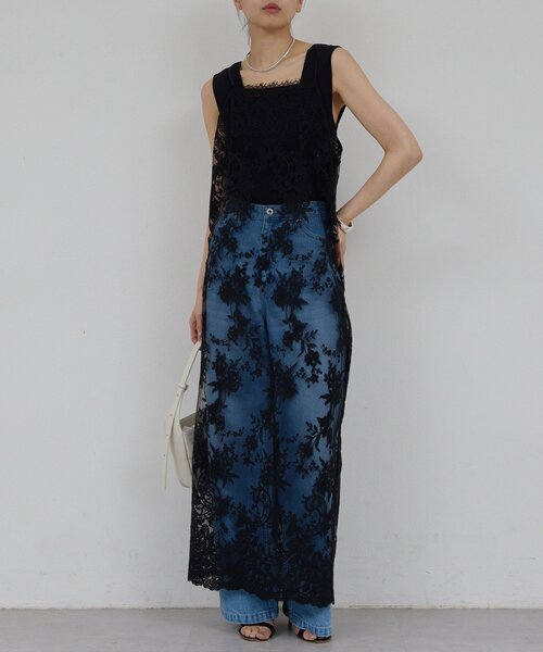 GALLARDAGALANTE（ガリャルダガランテ）の「【手洗い可】シアーレースキャミワンピース（ワンピース・レディース・ブラック/ホワイト・FREE）」の2枚目の写真