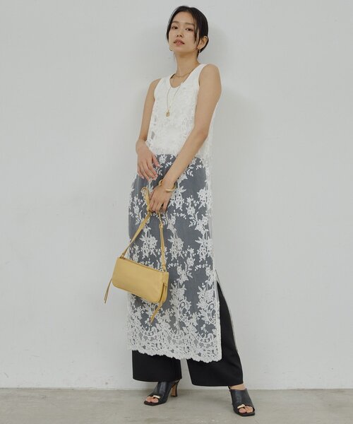 GALLARDAGALANTE（ガリャルダガランテ）の「【手洗い可】シアーレースキャミワンピース（ワンピース・レディース・ブラック/ホワイト・FREE）」の4枚目の写真