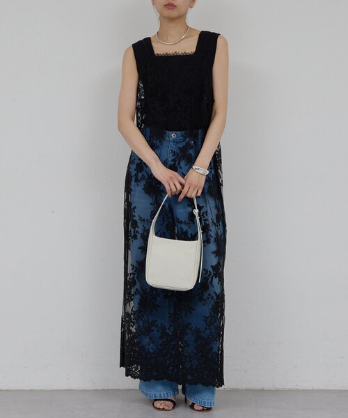 GALLARDAGALANTE（ガリャルダガランテ）の「【手洗い可】シアーレースキャミワンピース（ワンピース・レディース・ブラック/ホワイト・FREE）」の13枚目の写真