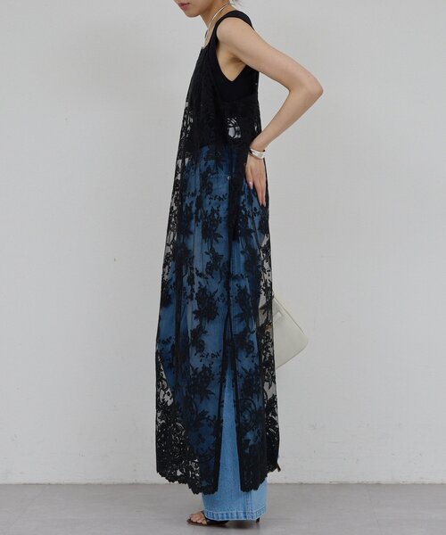 GALLARDAGALANTE（ガリャルダガランテ）の「【手洗い可】シアーレースキャミワンピース（ワンピース・レディース・ブラック/ホワイト・FREE）」の14枚目の写真