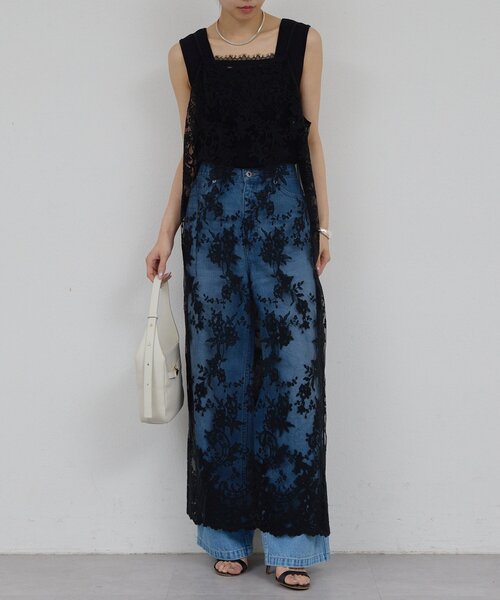 GALLARDAGALANTE（ガリャルダガランテ）の「【手洗い可】シアーレースキャミワンピース（ワンピース・レディース・ブラック/ホワイト・FREE）」の15枚目の写真