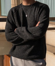 HELIOS（ヘリオス）の「ハチドットラウンドネックニット[チャコール]（ニット/セーター）」