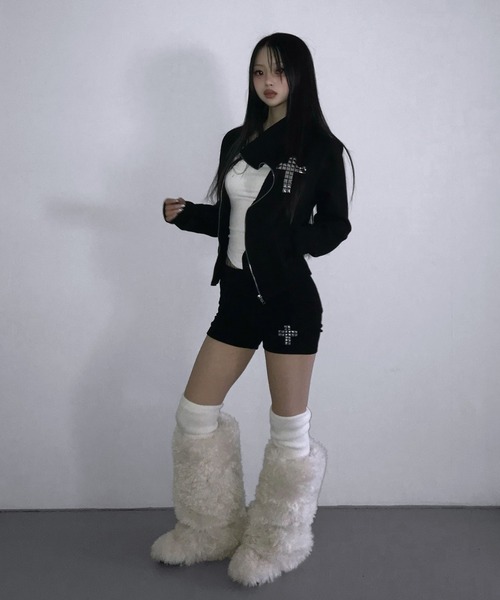 THEAIRTOWN（ジエアタウン）の「tuebe cross high neck zip-up（スウェット・レディース・グレー/ブラック・FREE）」の19枚目の写真