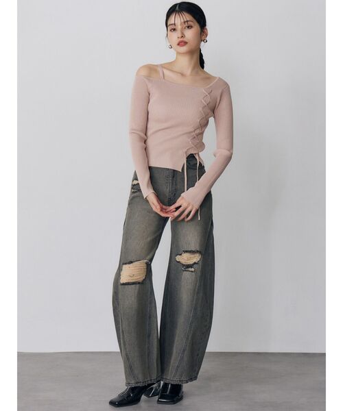 MURUA（ムルーア）の「バレルレッグクラッシュデニム（デニムパンツ・レディース・ブルー/グレー・2/1）」の8枚目の写真