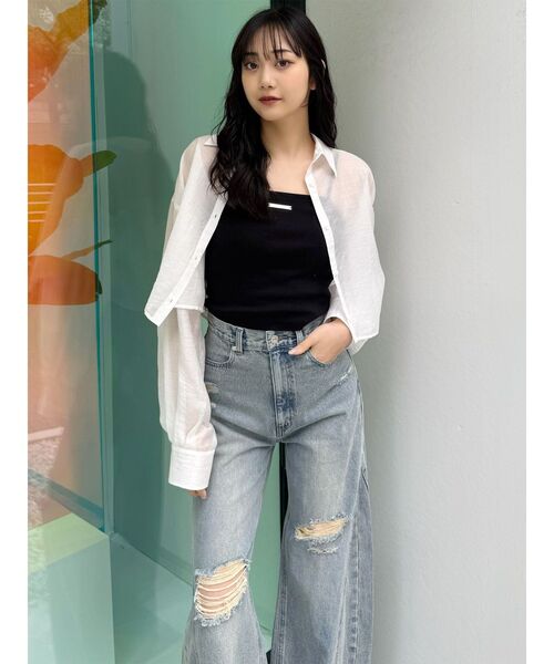 MURUA（ムルーア）の「バレルレッグクラッシュデニム（デニムパンツ・レディース・ブルー/グレー・2/1）」の17枚目の写真