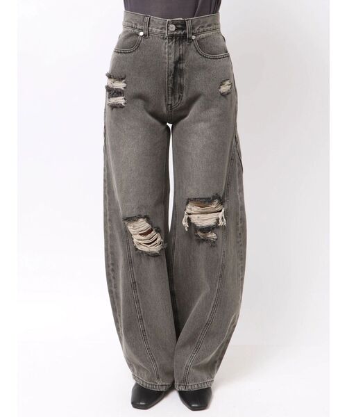 MURUA（ムルーア）の「バレルレッグクラッシュデニム（デニムパンツ・レディース・ブルー/グレー・2/1）」の20枚目の写真