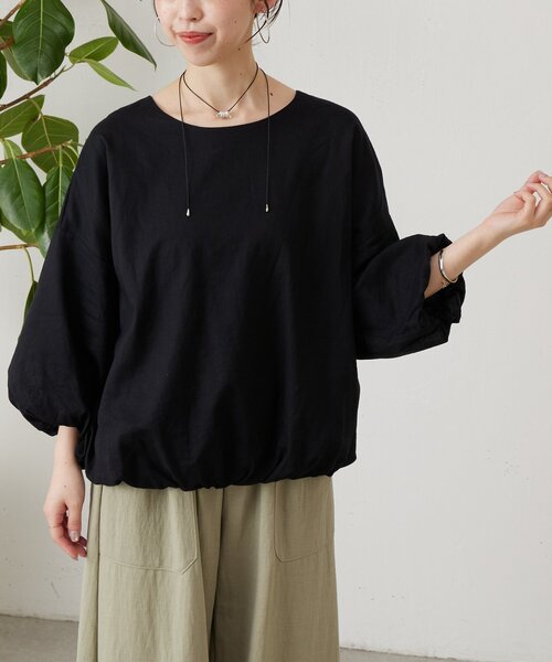 BEARDSLEY（ビアズリー）の「綿麻バルーンブラウス（シャツ/ブラウス・レディース・ブルー/ブラック/ピンク・FREE）」の10枚目の写真