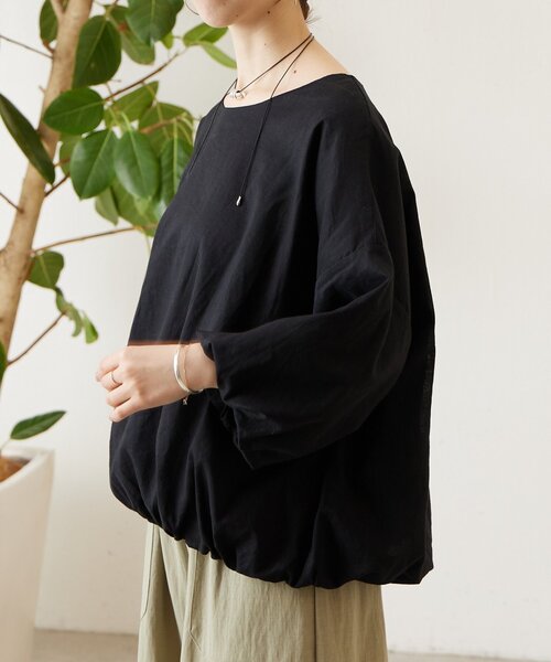 BEARDSLEY（ビアズリー）の「綿麻バルーンブラウス（シャツ/ブラウス・レディース・ブルー/ブラック/ピンク・FREE）」の11枚目の写真