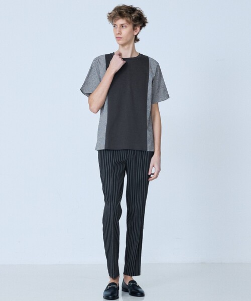 5351 POUR LES HOMMES（ゴーサンゴーイチプールオム）の「【異素材MIX】半袖 Tシャツ（Tシャツ/カットソー・メンズ・ネイビー/チャコールグレー・48/46/44/50）」の13枚目の写真