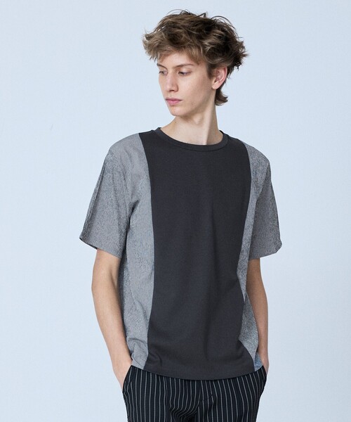 5351 POUR LES HOMMES（ゴーサンゴーイチプールオム）の「【異素材MIX】半袖 Tシャツ（Tシャツ/カットソー・メンズ・ネイビー/チャコールグレー・48/46/44/50）」の14枚目の写真