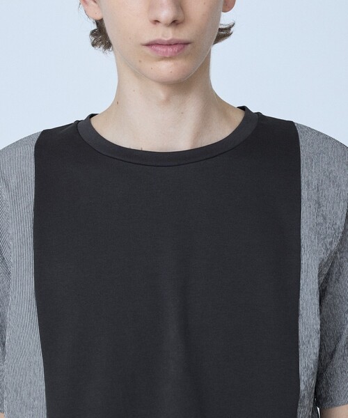 5351 POUR LES HOMMES（ゴーサンゴーイチプールオム）の「【異素材MIX】半袖 Tシャツ（Tシャツ/カットソー・メンズ・ネイビー/チャコールグレー・48/46/44/50）」の3枚目の写真