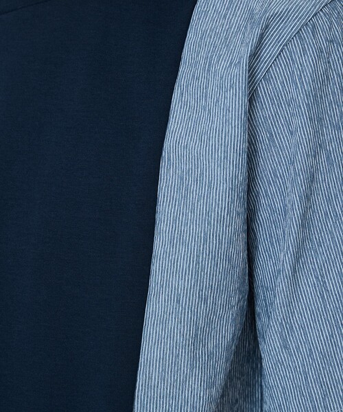 5351 POUR LES HOMMES（ゴーサンゴーイチプールオム）の「【異素材MIX】半袖 Tシャツ（Tシャツ/カットソー・メンズ・ネイビー/チャコールグレー・48/46/44/50）」の8枚目の写真