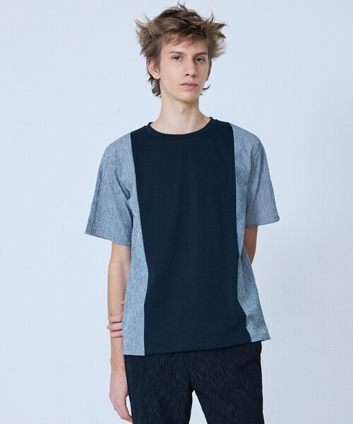 5351 POUR LES HOMMES（ゴーサンゴーイチプールオム）の「【異素材MIX】半袖 Tシャツ（Tシャツ/カットソー・メンズ・ネイビー/チャコールグレー・48/46/44/50）」の9枚目の写真