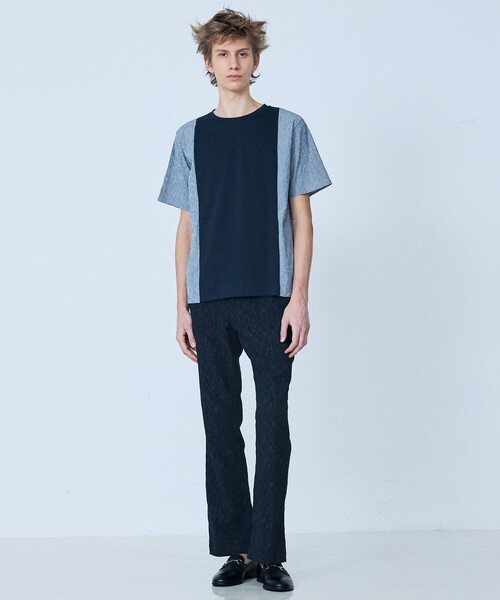 5351 POUR LES HOMMES（ゴーサンゴーイチプールオム）の「【異素材MIX】半袖 Tシャツ（Tシャツ/カットソー・メンズ・ネイビー/チャコールグレー・48/46/44/50）」の10枚目の写真