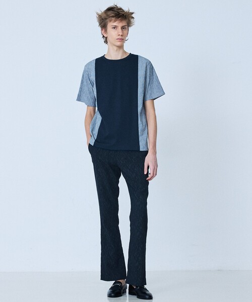 5351 POUR LES HOMMES（ゴーサンゴーイチプールオム）の「【異素材MIX】半袖 Tシャツ（Tシャツ/カットソー・メンズ・ネイビー/チャコールグレー・48/46/44/50）」の11枚目の写真