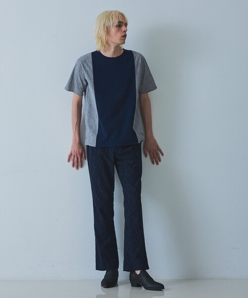 5351 POUR LES HOMMES（ゴーサンゴーイチプールオム）の「【異素材MIX】半袖 Tシャツ（Tシャツ/カットソー・メンズ・ネイビー/チャコールグレー・48/46/44/50）」の9枚目の写真