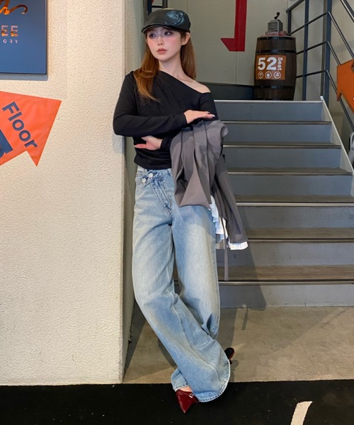 RAY CASSIN（レイカズン）の「ワンショルラインストーンT（Tシャツ/カットソー・レディース・ブラック/カーキ/ホワイト/ホワイト系その他・FREE）」の14枚目の写真