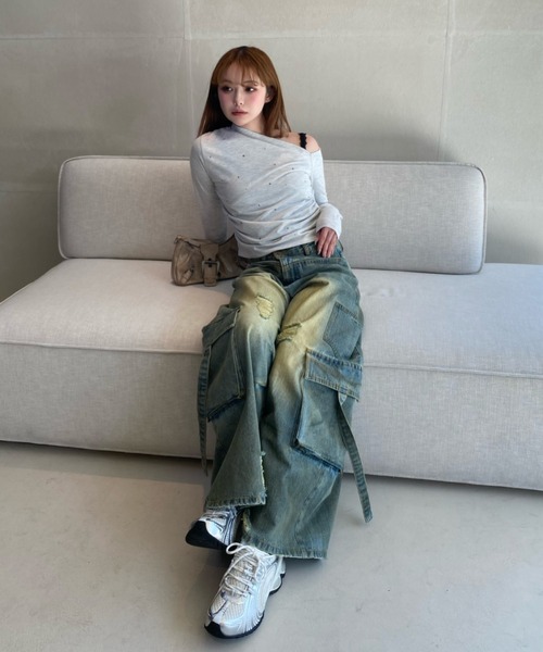 RAY CASSIN（レイカズン）の「ワンショルラインストーンT（Tシャツ/カットソー・レディース・ブラック/カーキ/ホワイト/ホワイト系その他・FREE）」の17枚目の写真