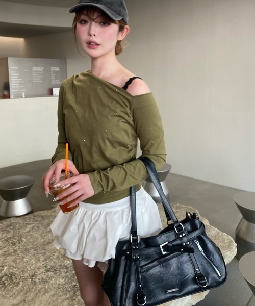 RAY CASSIN（レイカズン）の「ワンショルラインストーンT（Tシャツ/カットソー・レディース・ブラック/カーキ/ホワイト/ホワイト系その他・FREE）」の21枚目の写真