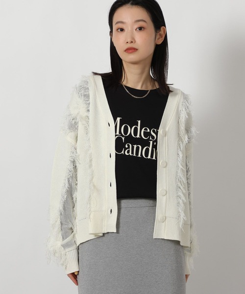 LAKOLE（ラコレ）の「フリンジカーディガン / 646554（カーディガン/ボレロ・レディース・アイボリー/ブラック/ベージュ・FREE）」の3枚目の写真