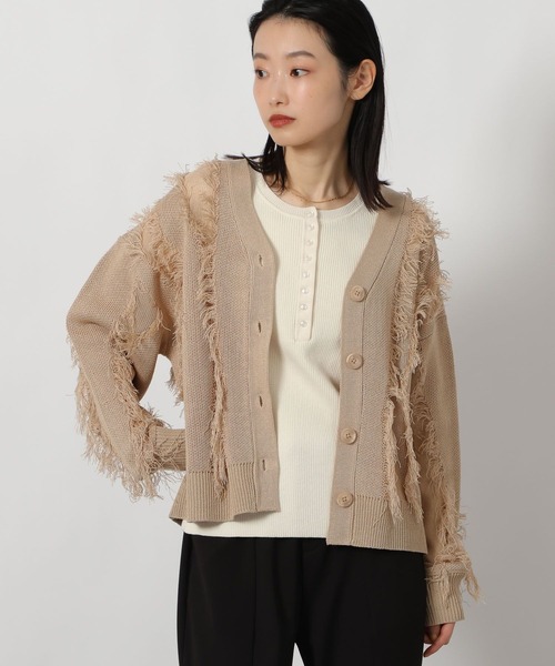 LAKOLE（ラコレ）の「フリンジカーディガン / 646554（カーディガン/ボレロ・レディース・アイボリー/ブラック/ベージュ・FREE）」の2枚目の写真
