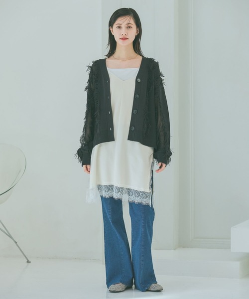LAKOLE（ラコレ）の「フリンジカーディガン / 646554（カーディガン/ボレロ・レディース・アイボリー/ブラック/ベージュ・FREE）」の4枚目の写真