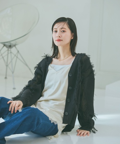 LAKOLE（ラコレ）の「フリンジカーディガン / 646554（カーディガン/ボレロ・レディース・アイボリー/ブラック/ベージュ・FREE）」の8枚目の写真