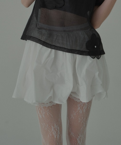 HONEY MI HONEY（ハニーミーハニー）の「taffeta layered drape mini skirt（スカート・レディース・ホワイト/ブラック/ピンク・FREE）」の2枚目の写真